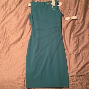Calvin Klein Turqoise ruched side Dress